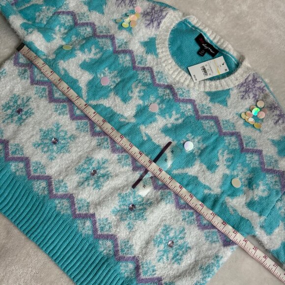 Ugly Christmas Sweater With Reindeer & Snowflake Design By 33 Degrees XL blue - Picture 5 of 14